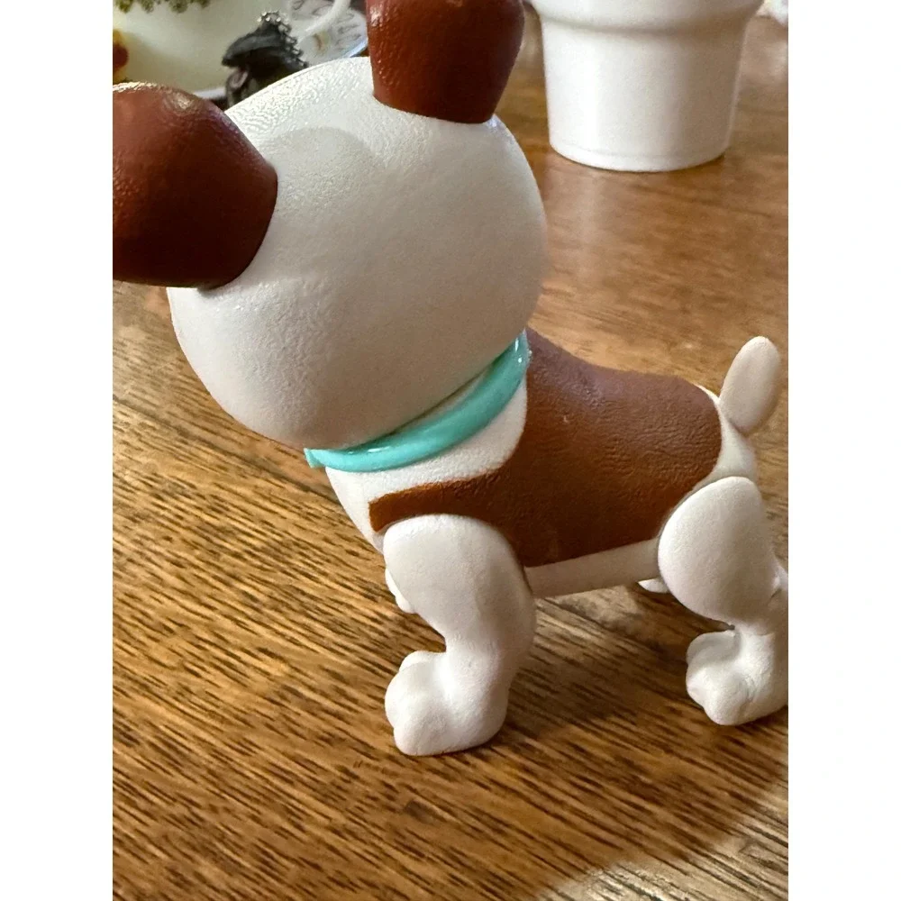 Bulldog Puppy Figure Brown White Teal Collar 3 Inch Toy‎